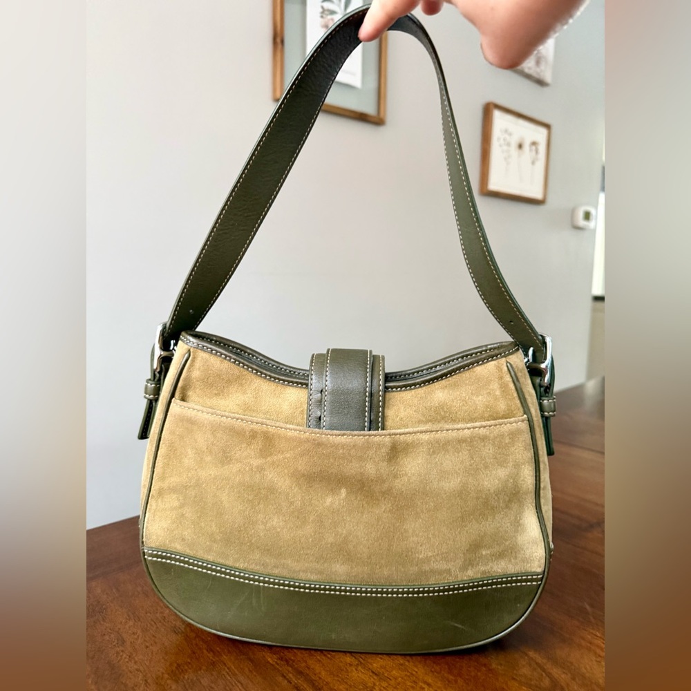 Vintage Coach Olive Green Suede Hobo Y2K 2000s - Picture 4 of 13